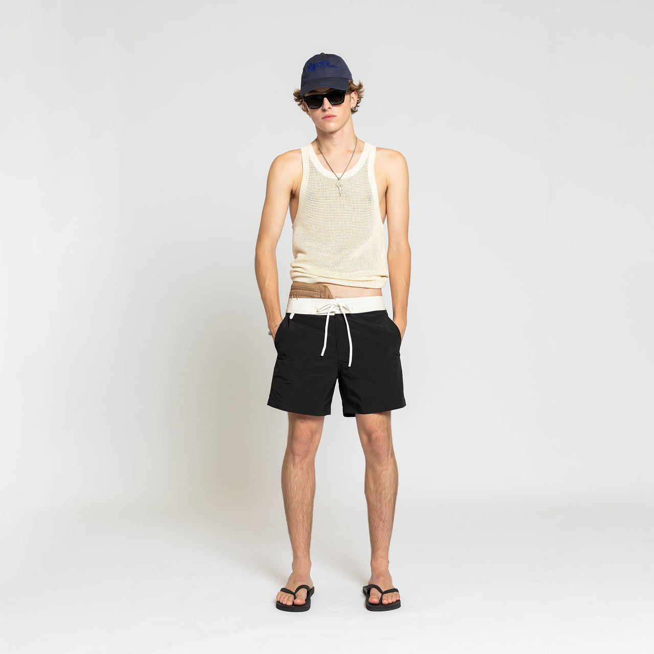 CREAM MESH TANK