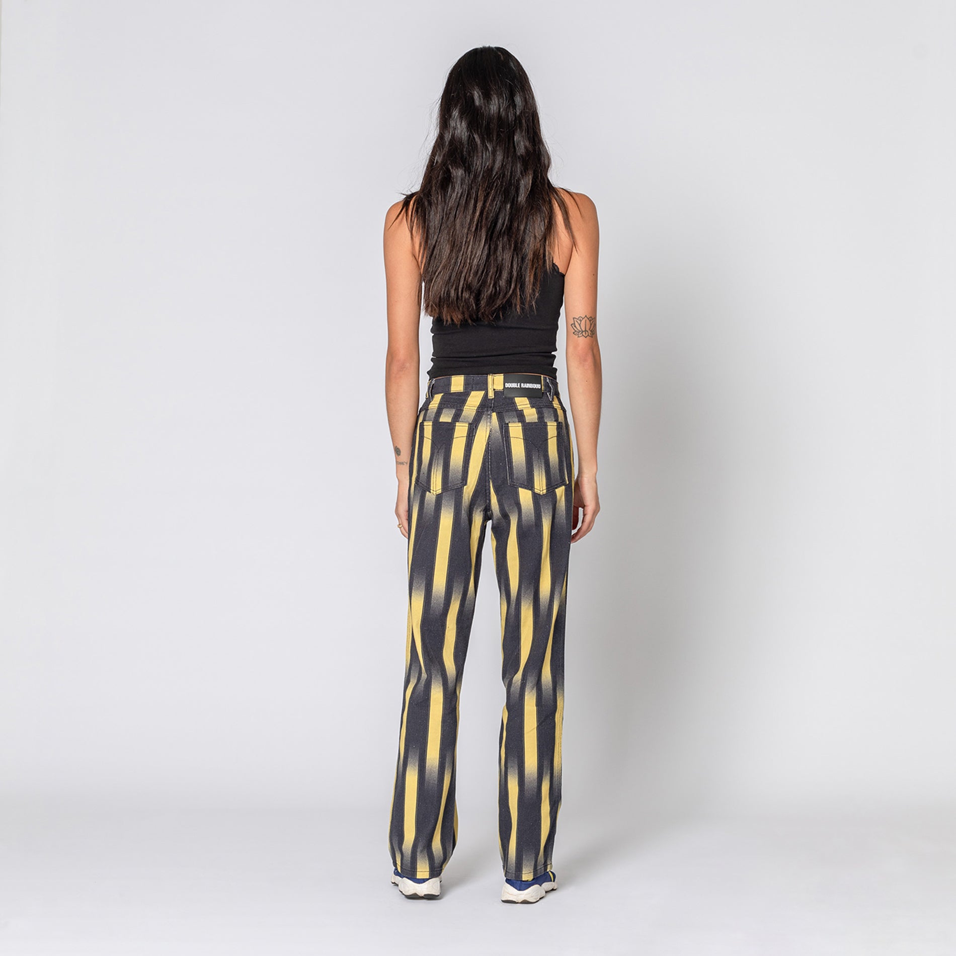 Double Striped Track Jeans V3 in Neon Yellow - ShopperBoard