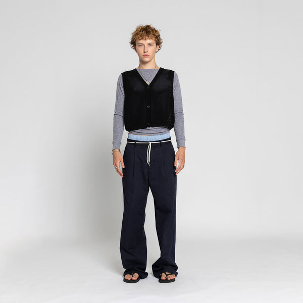 ★MAINBOOTH★Rafflesia Knit Vest(BLACK)★正規品/韓国直送料込 Shop Black Mesh Vest Online | DOUBLE RAINBOUU