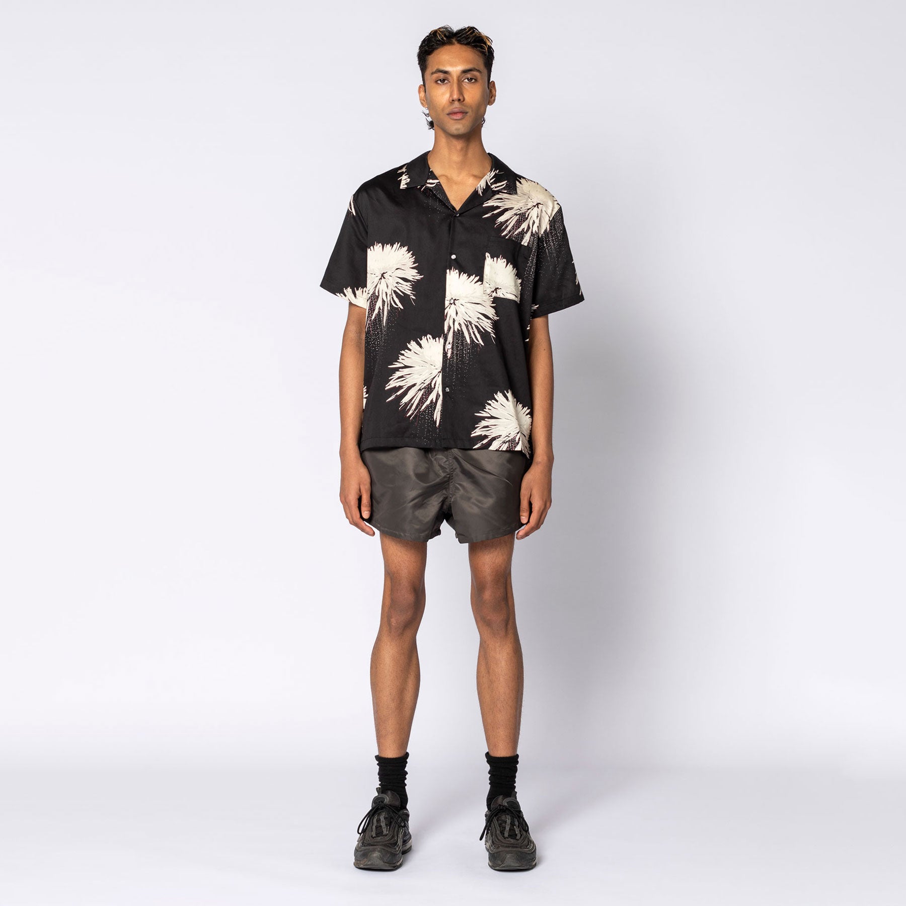 SPACE JUNK BLACK HAWAIIAN SHIRT - DOUBLE RAINBOUU