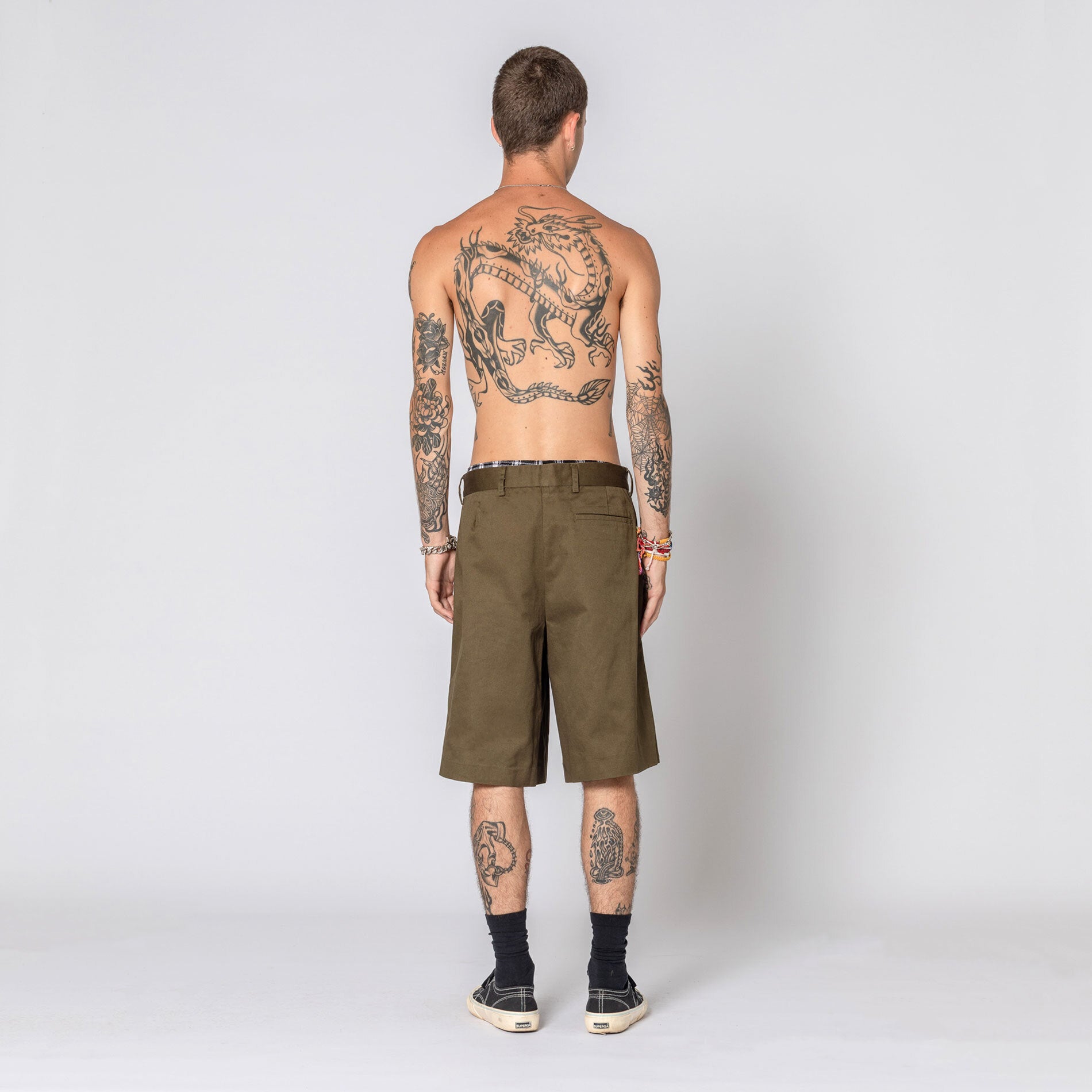 Shop Khaki Long Short Online DOUBLE RAINBOUU